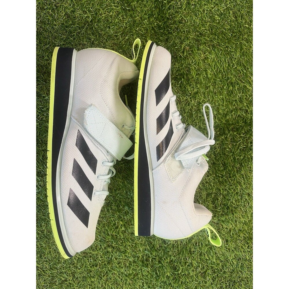 Adidas Powerlift Weightlifting Shoes Men’s 7.5 White Black Neon Yellow Training